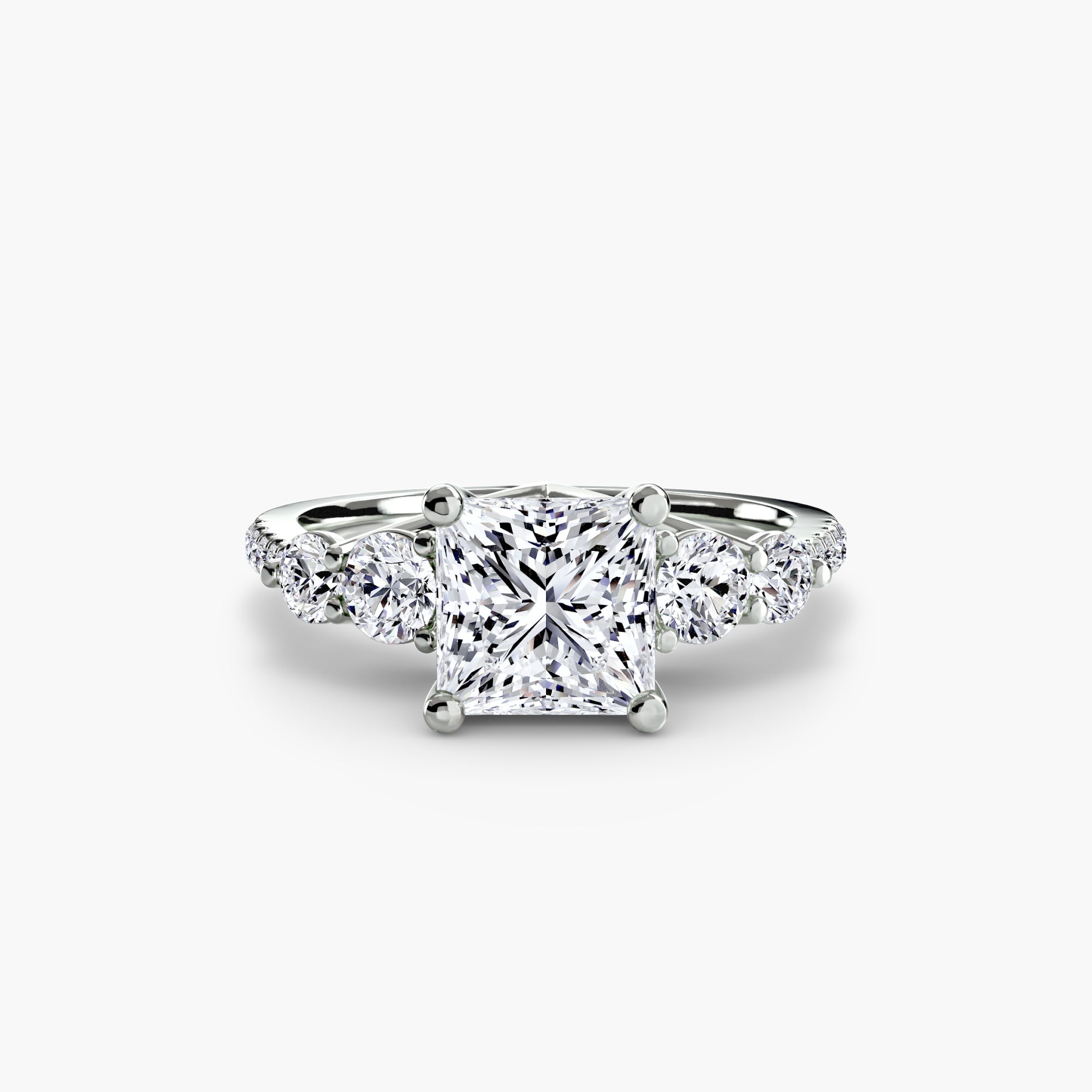 Five Stone Ring with Pavé Band